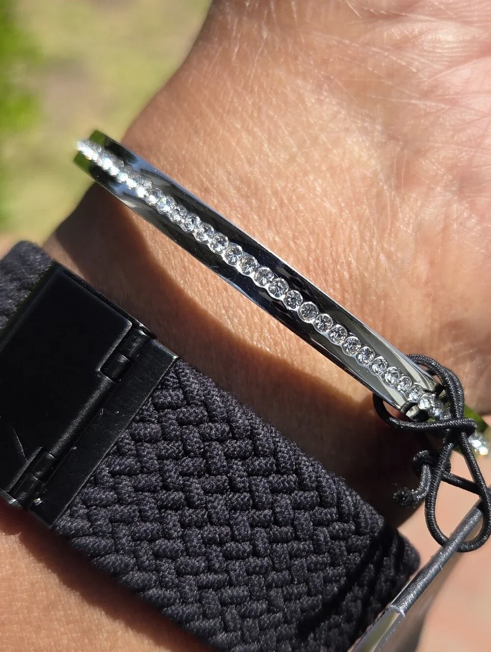 Kate Spade Silver-tone Crystal Accent Bangle Bracelet - Picture 4 of 4